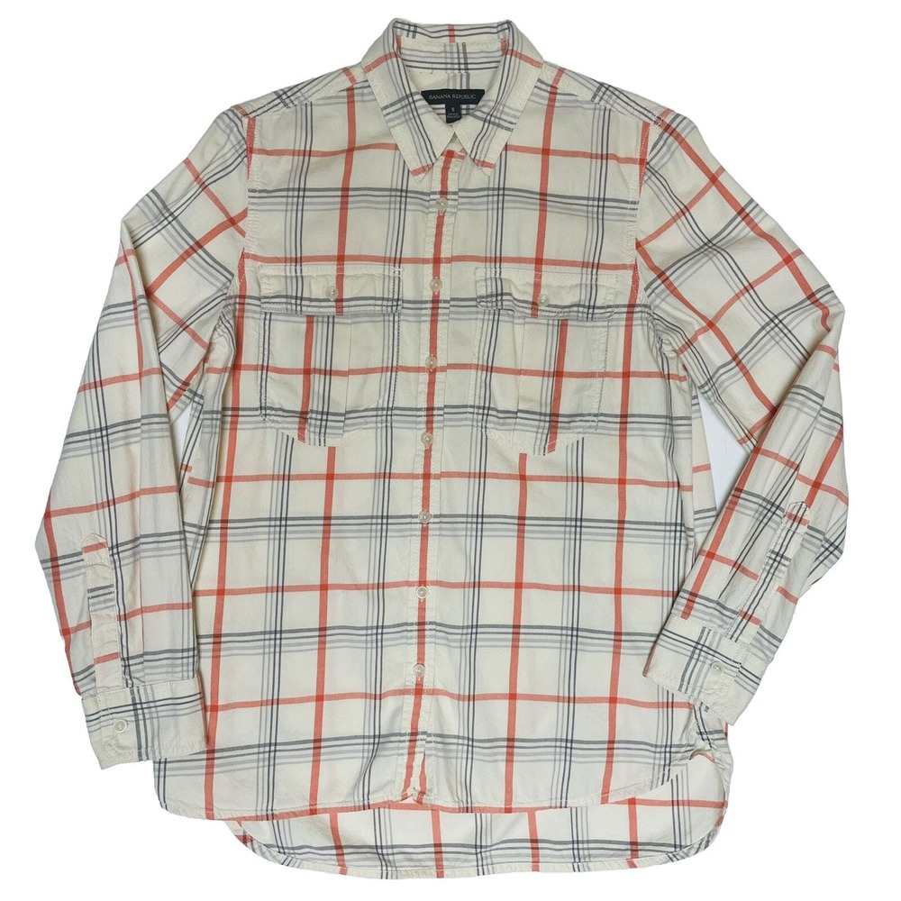 Banana Republic Women's Lg. Sleeve Button-up Shirt, Multicolor Plaid, Size Small